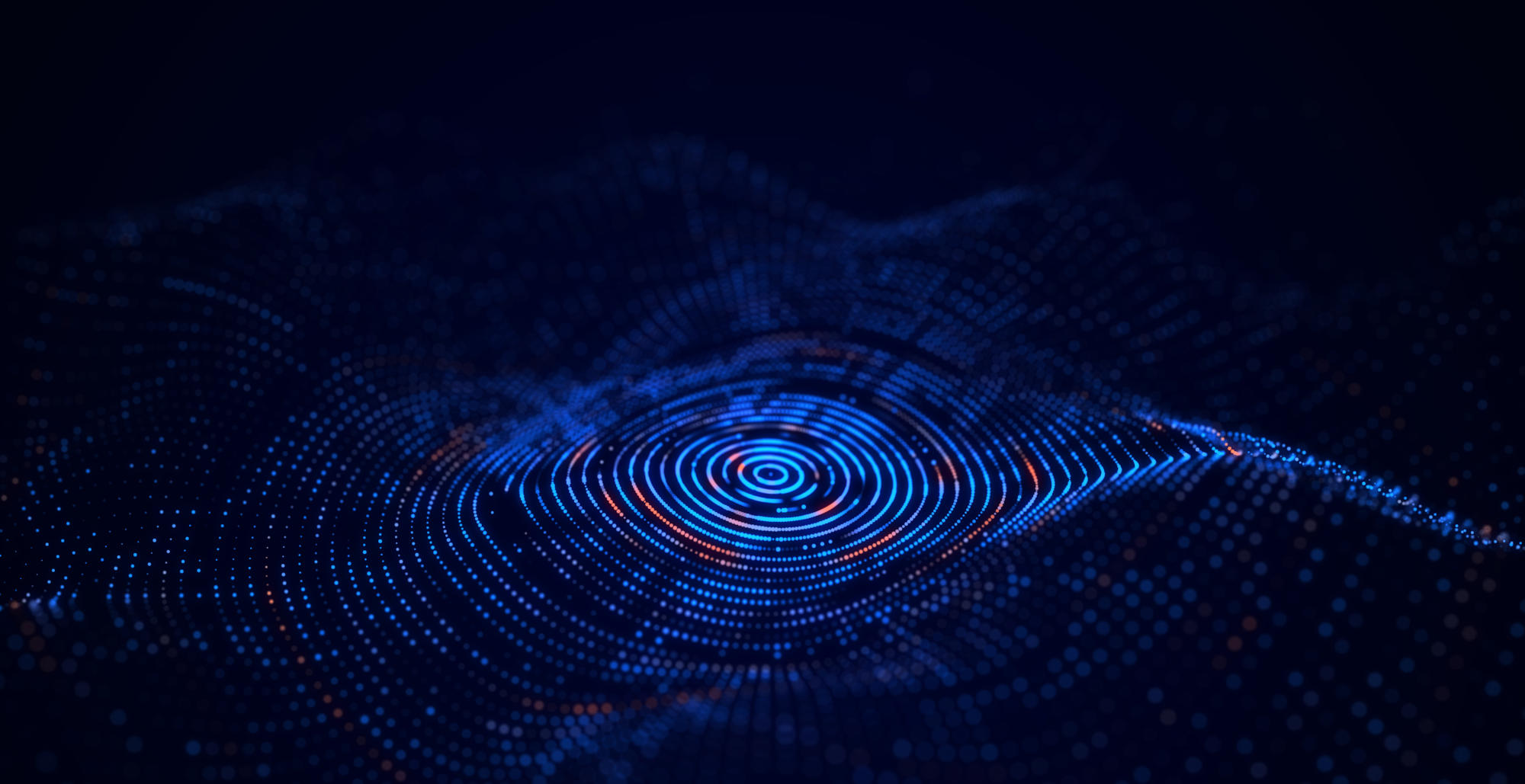 Abstract technology circle blue wave Flow of particles Big data transfer visualization 3D rendering Abstract technology circle blue wave Flow of particles Big data transfer visualization 3D rendering