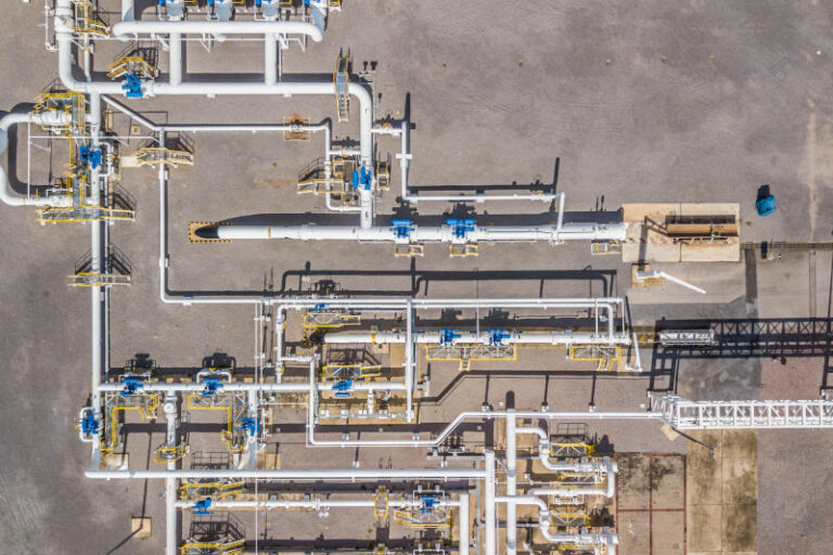Aerial top view natural gas pipeline gas industry gas transpor