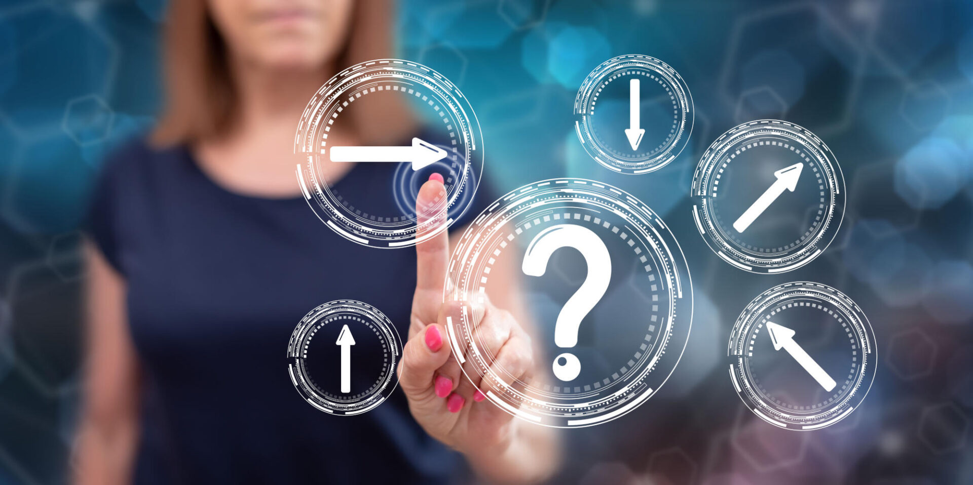 Woman touching a choice concept