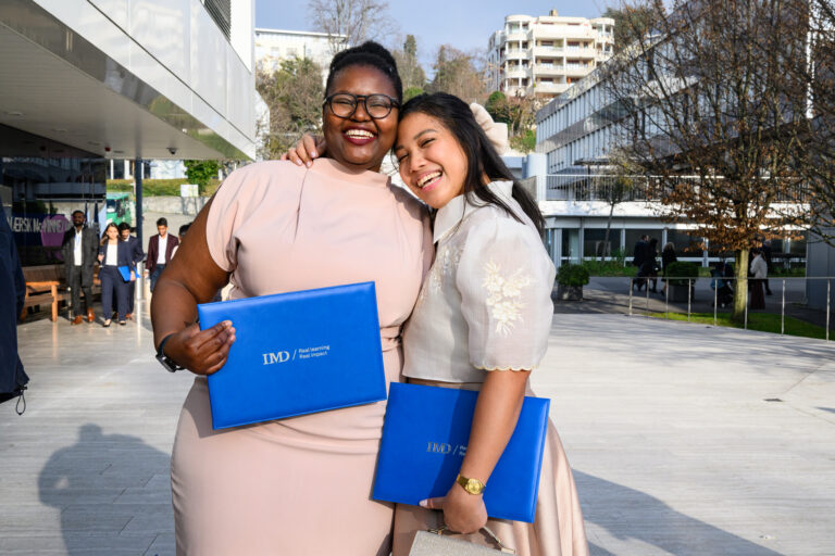 Kabelo Themane, holds her IMD MBA diploma as the 2025 Women Leaders Scholar - IMD Business School