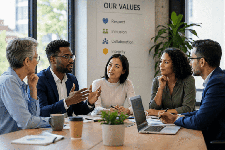 Collaborative meeting in a bright office