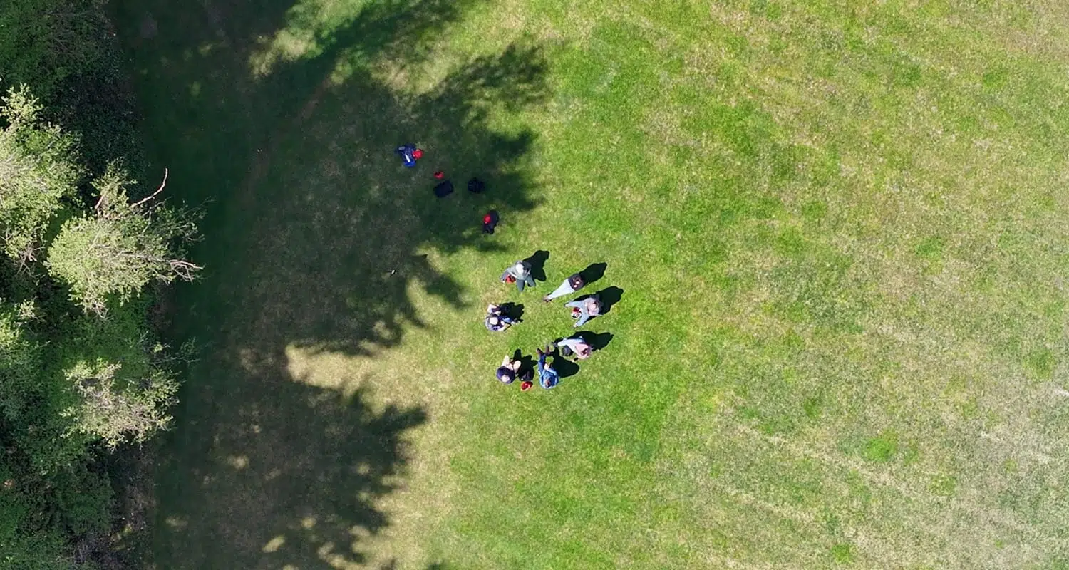 Drone image of participants attending IMD's Mobilizing People program - IMD Business School