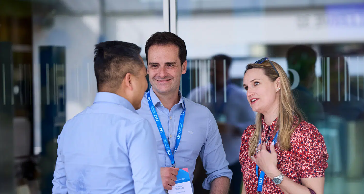 IMD EMBA program participants and alumni meeting on campus - IMD Business School