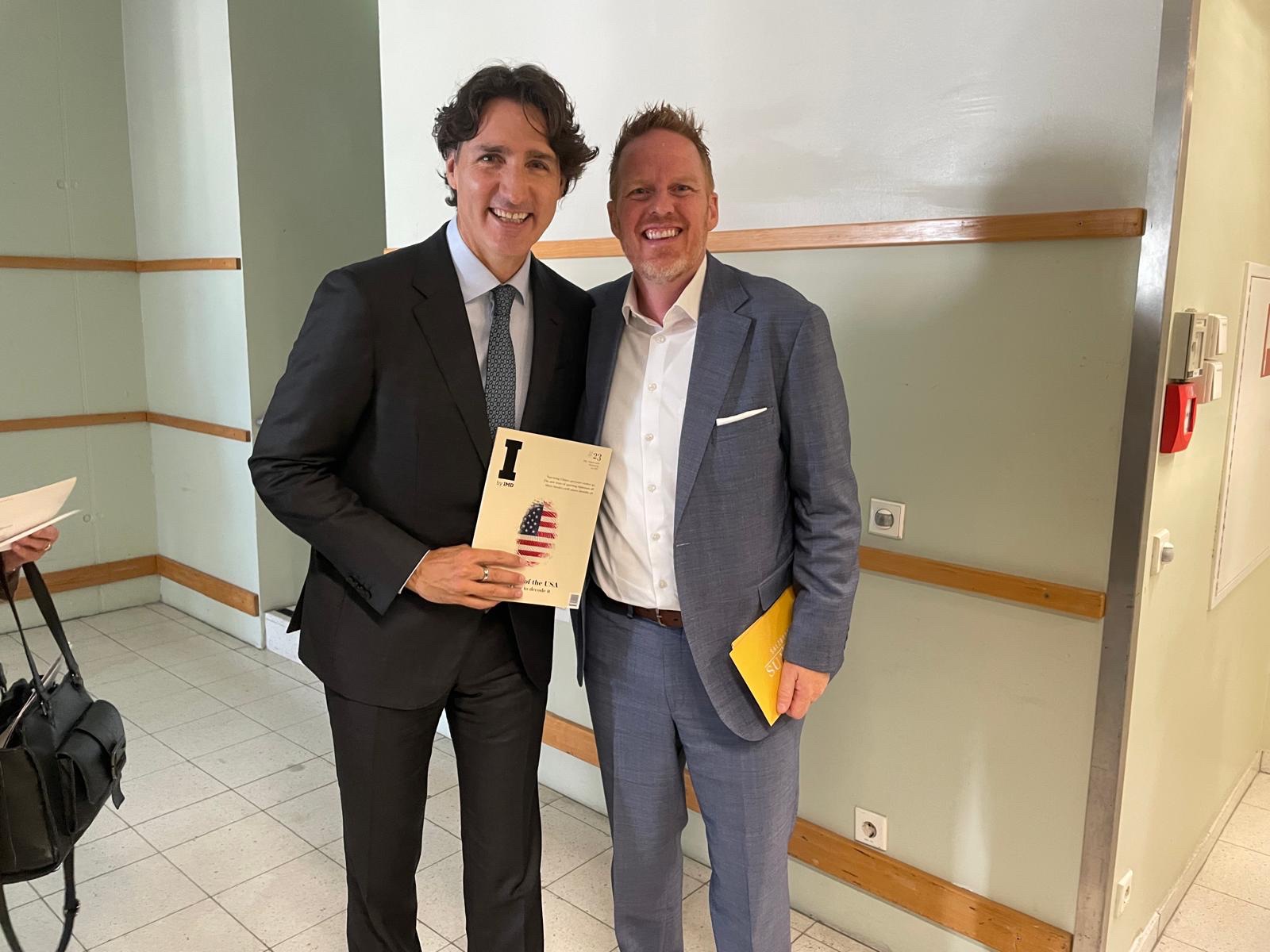 IMD President David Bach (right) with Justin Trudeau