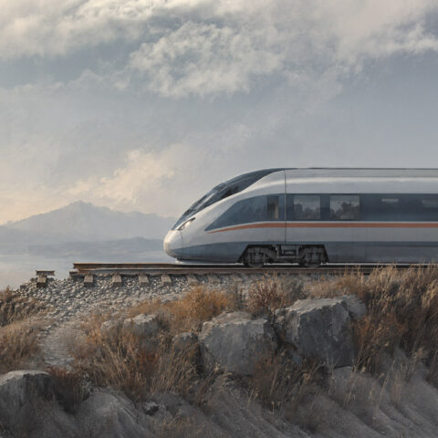 Modern Train coming to the end of an old railway, showcasing the limitations of technology