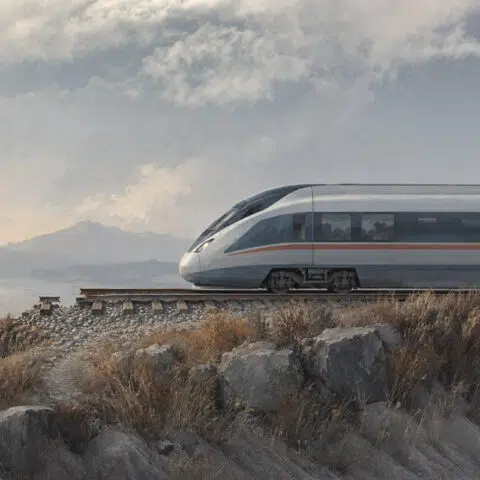 Modern Train coming to the end of an old railway, showcasing the limitations of technology