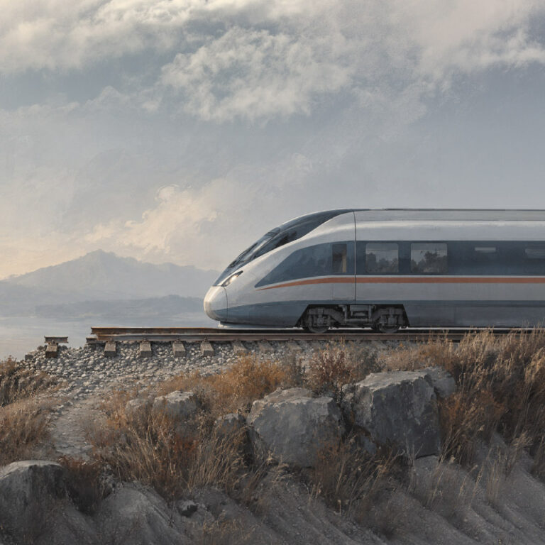 Modern Train coming to the end of an old railway, showcasing the limitations of technology