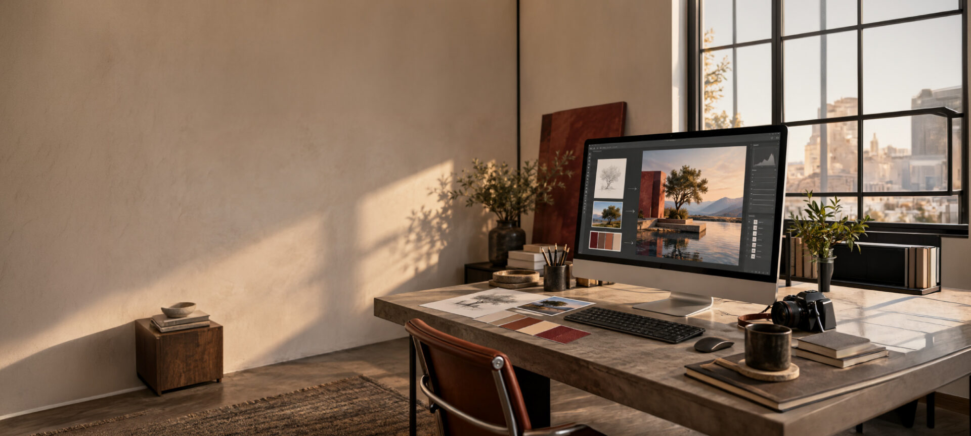 Computer with Adobe suite running in office