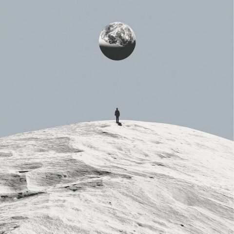 Man on the moon looking at earth, stylised - IMD Business School