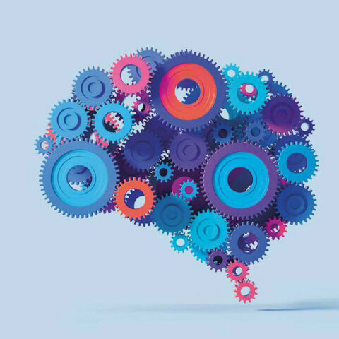 An illustration of a brain with cogs