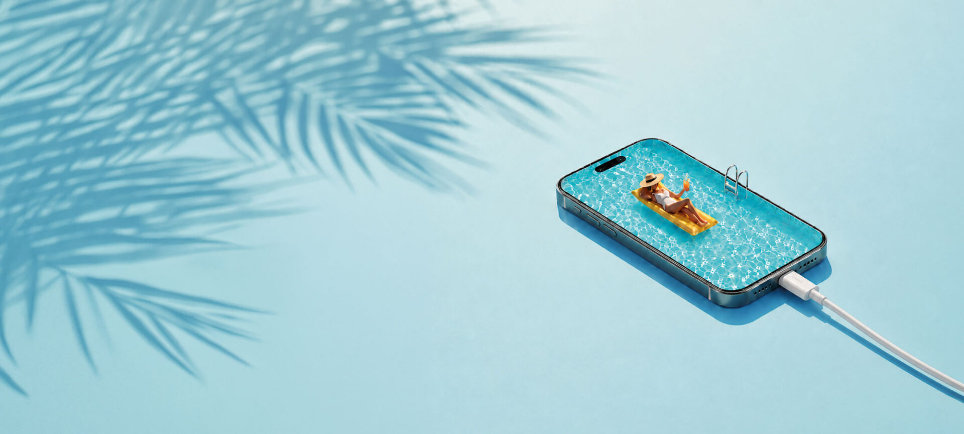 Mobile phone illustration in as a pool.
