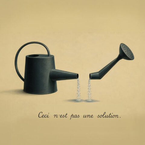 Broken watering can