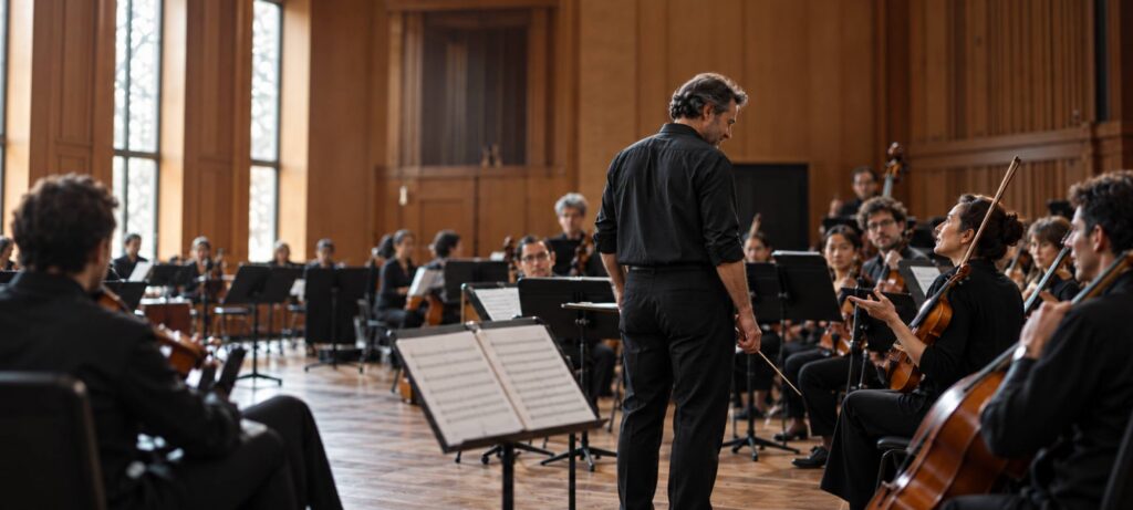 Conductor leading an orchestra - IMD Business School - IMD Business School