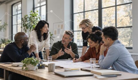 People meeting round a table at work