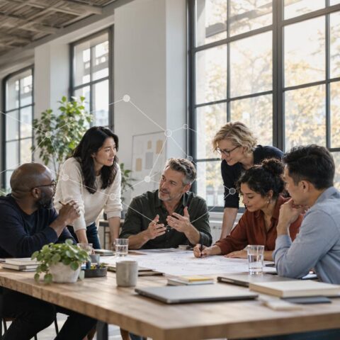 People meeting round a table at work