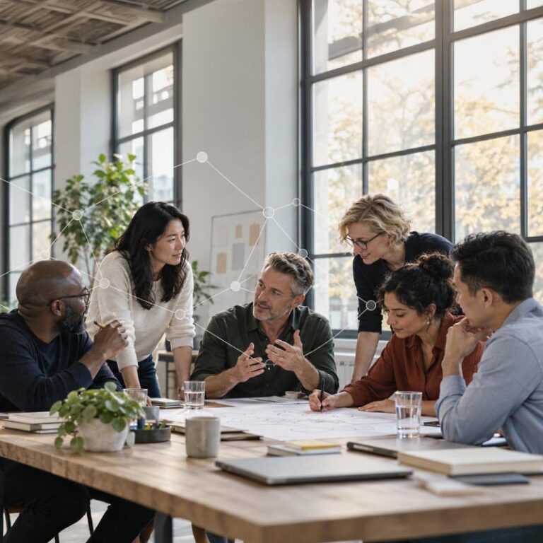 People meeting round a table at work