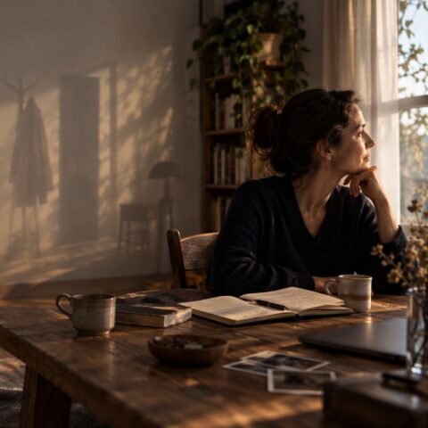 Leadership is shaped by past experiences. A reflective scene explores how loss, conflict, relationships, and personal growth influence how leaders show up today