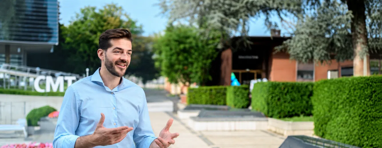 José Parra Moyano, IMD Professor of Digital Strategy, speaking and pictured in front of the IMD campus - IMD Business School